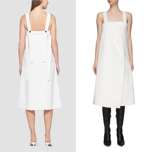 3.1 PHILLIP LIM Draped Square Neck Structured Cotton Sleeveless Midi Dress 10 - Picture 2 of 14